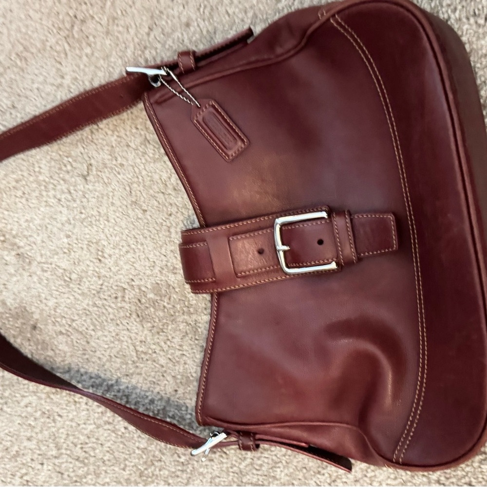 Coach Rich Burgundy Leather Hobo Bag